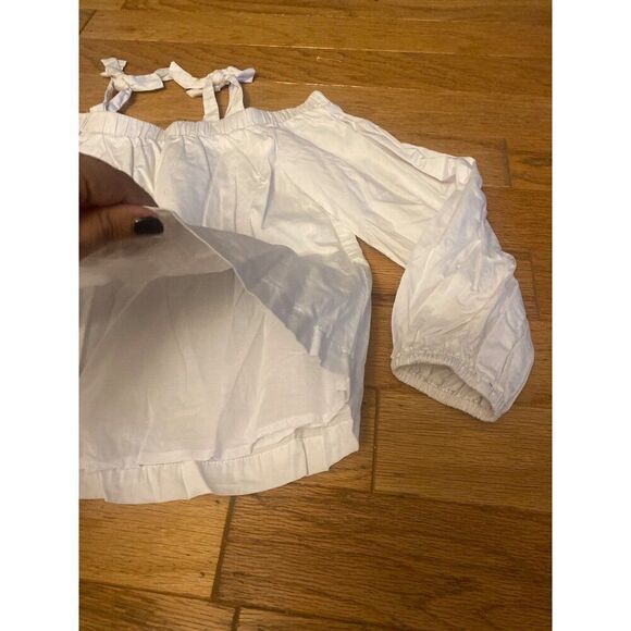 Habitual women's White Off-Shoulder Top With Tie Straps & Long Sleeves size 10 - Picture 3 of 8